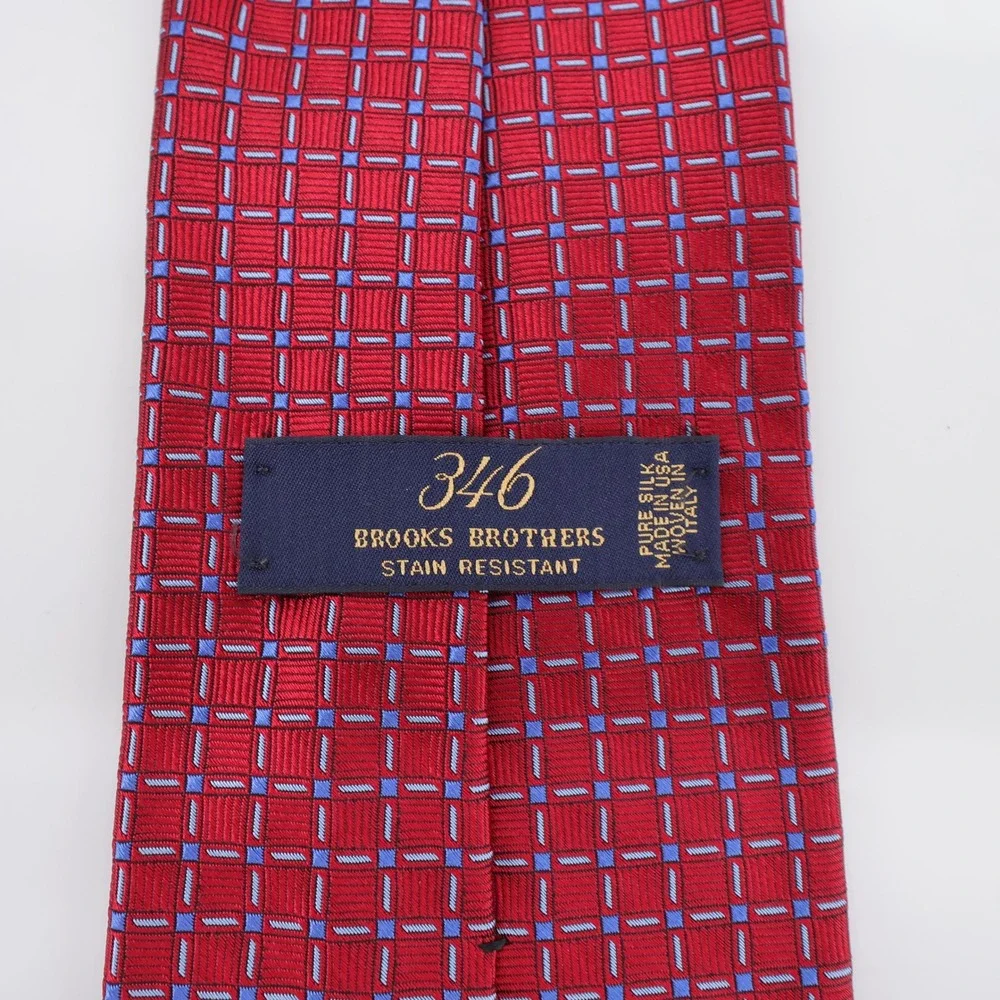 Brooks Brothers Tie Geometric Silk Necktie Red‎ One Size Mens OS